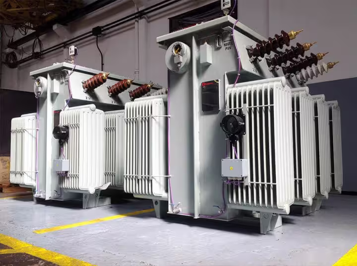 Transformador de distribución MIRON con tanque de expansión y radiadores de enfriamiento